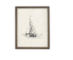 Vintage Framed Canvas Art // Framed Vintage Print // Vintage Sailboat Painting // Boating Art // Beach House Print //#COAS-143