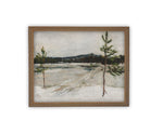 Vintage Framed Canvas Art // Framed Vintage Print // Vintage Oil Painting // Winter Landscape // Farmhouse print //#LAN-237