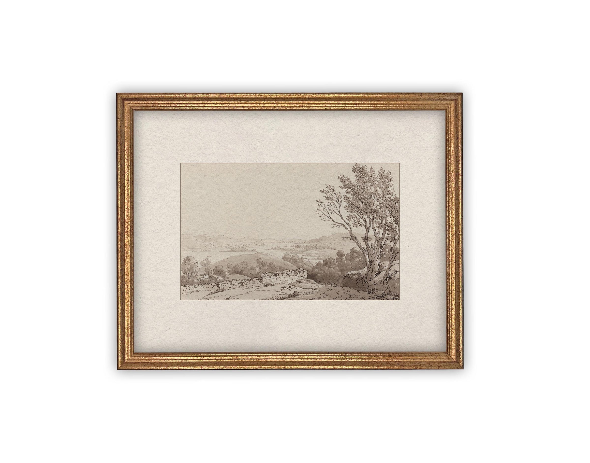 Vintage Framed Canvas Art // Framed Vintage Print // Vintage Painting // Country Landscape // Farmhouse print //#LAN-242