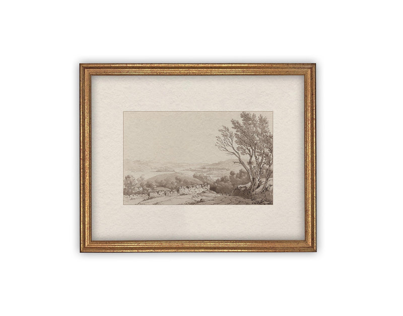 Vintage Framed Canvas Art // Framed Vintage Print // Vintage Painting // Country Landscape // Farmhouse print //#LAN-242