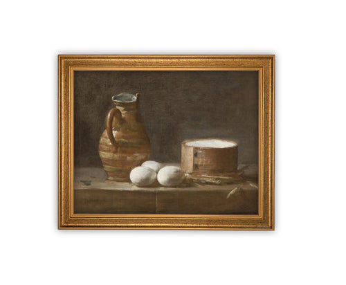 READY to SHIP 11x14 Vintage Framed Canvas Art // Vintage Painting // Vintage Kitchen Still Life // Farmhouse print //#ST-627