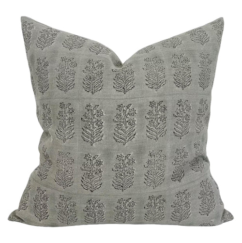 Designer "Farmington" Linen Block Print Pillow Cover