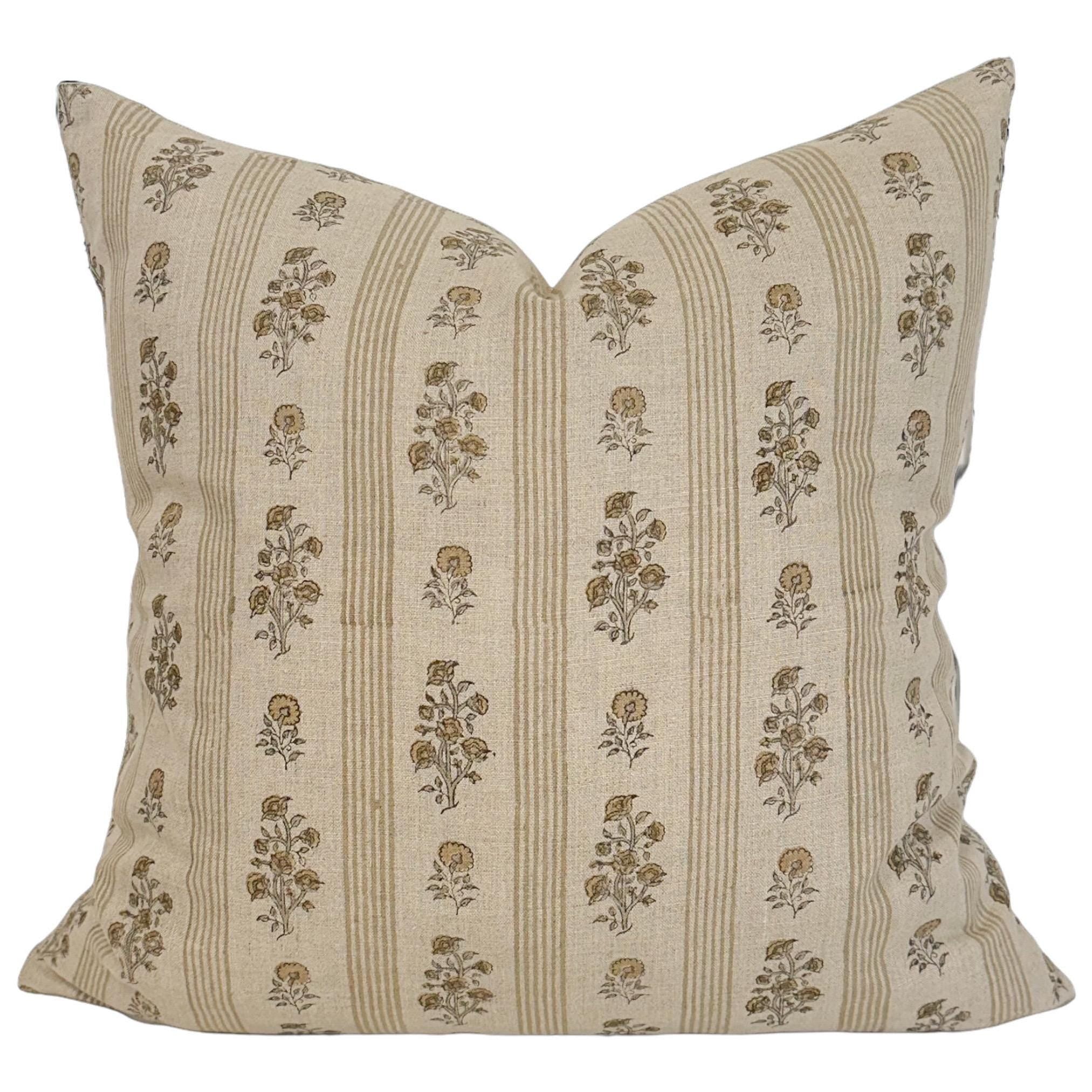 Designer "Napavine" Floral Pillow Cover // Tan, Cream Gray and Natural Pillow Cover // Boutique Pillow Covers // Modern Farmhouse