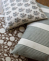 Designer Astoria Striped Linen Pillow Cover in Dark Green