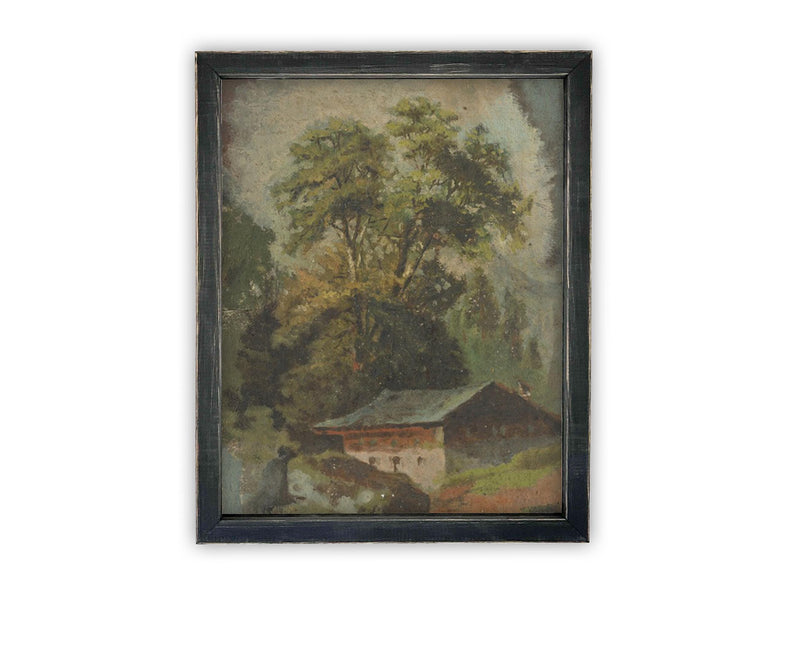 Vintage Framed Canvas Art // Framed Vintage Print // Vintage Oil Painting // Vintage Landscape Barn Art // Modern Farmhouse Art //#ARC-124