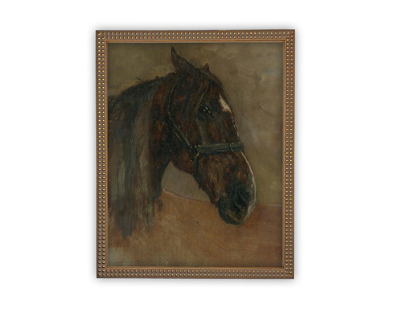 Vintage Framed Canvas Art // Framed Vintage Print // Vintage Painting // Vintage Horse Art// Farmhouse print //#A-186