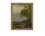 Vintage Framed Canvas Art // Framed Vintage Print // Vintage Painting // Moody Landscape Scene // Farmhouse print //#LAN-256