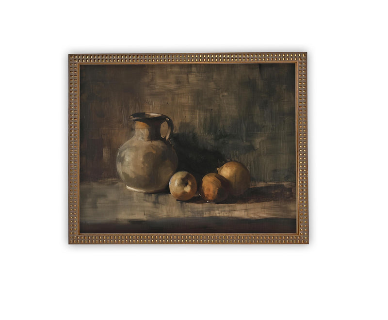 Vintage Framed Canvas Art // Framed Vintage Print // Vintage Apples Still Life Painting // Farmhouse Kitchen Print //#ST-633