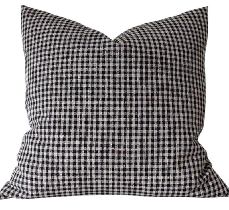 Designer "Fielding" Gingham Check Print Pillow Cover // Black White Linen Pillow Cover // Boutique Pillow Covers // Modern Farmhouse