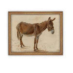 Vintage Framed Canvas Art // Framed Vintage Print // Vintage Painting // Donkey Equestrian Art // Farmhouse print //#A-179