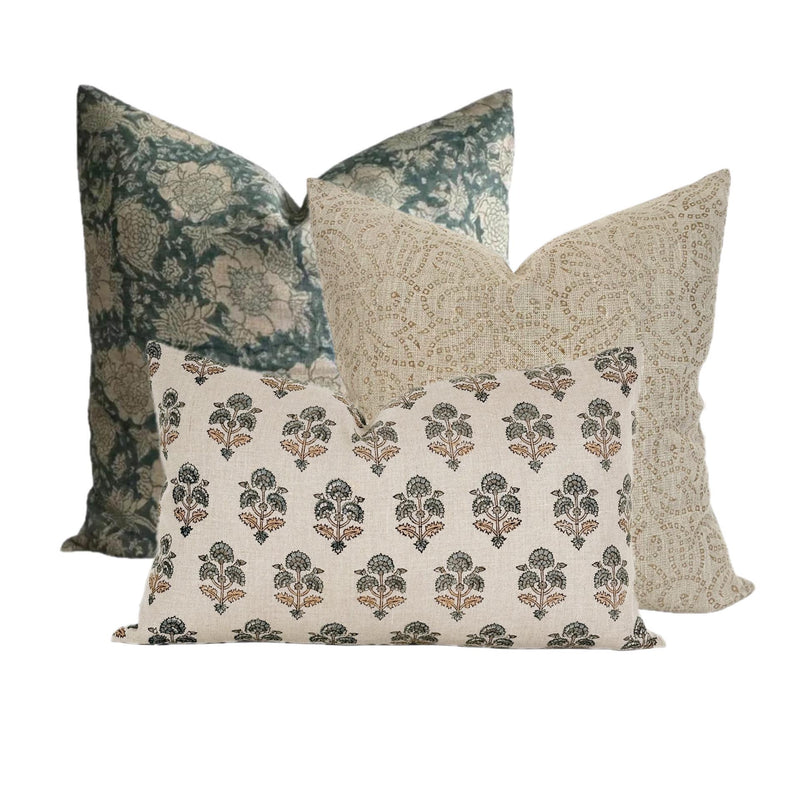 Linen + Cloth Curated Pillow Collection #3 // Ashley, Twisp, Harrah Pillows // Designer Pillow Combos // Blue and Yellow //Modern Farmhouse