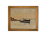 Vintage Framed Canvas Art // Framed Vintage Nautical Print // Vintage Painting // Sailboat Art // #COAS-144