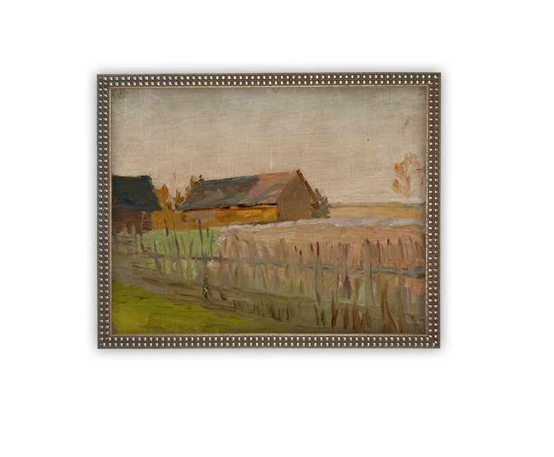 Vintage Framed Canvas Art // Framed Vintage Print // Vintage Oil Painting // Vintage Landscape Barn Art // Modern Farmhouse Art //#ARC-125