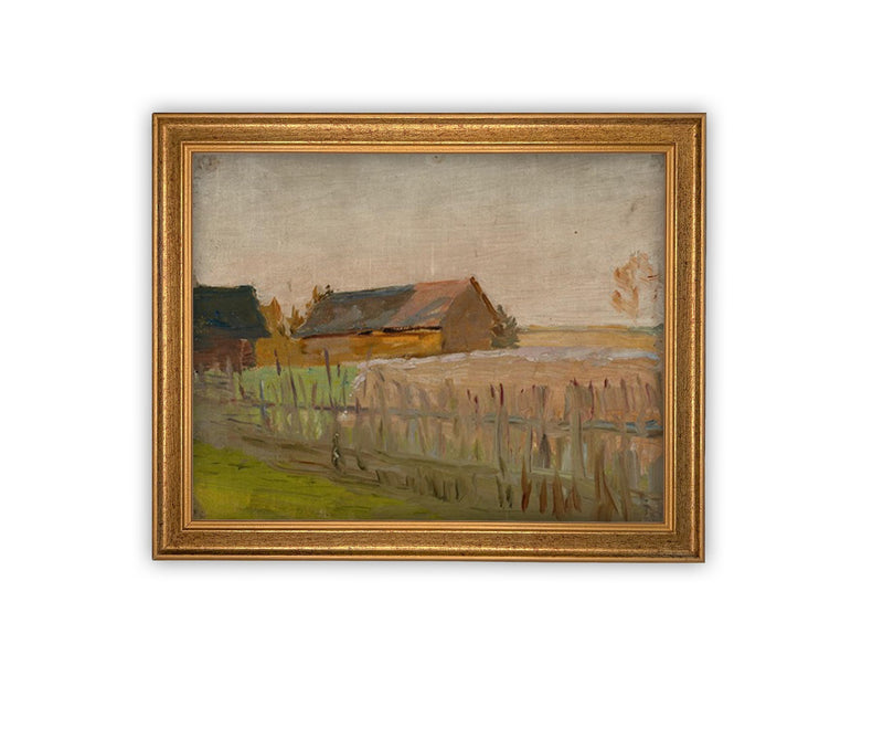 Vintage Framed Canvas Art // Framed Vintage Print // Vintage Oil Painting // Vintage Landscape Barn Art // Modern Farmhouse Art //#ARC-125