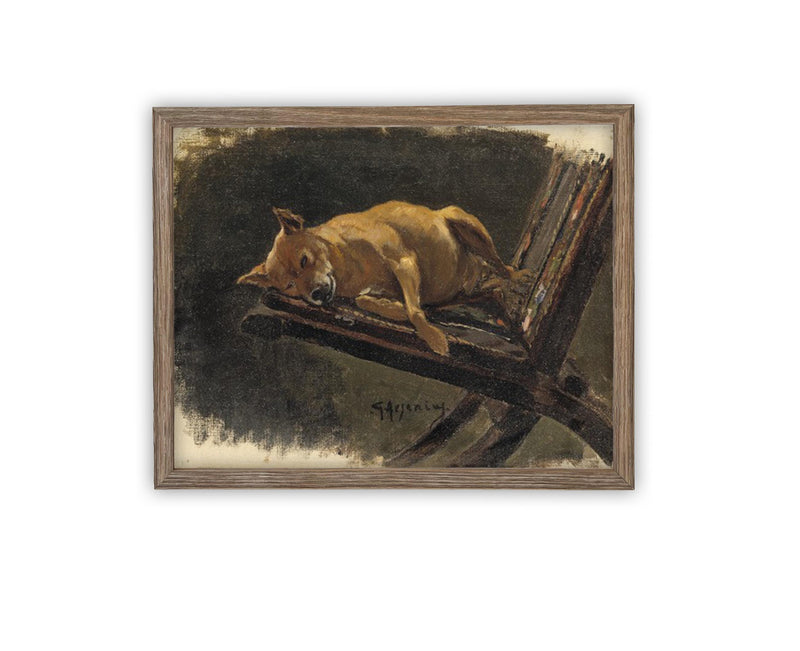 Vintage Framed Canvas Art // Framed Vintage Print // Vintage Dog Painting // Dog Art// Farmhouse print //#A-183