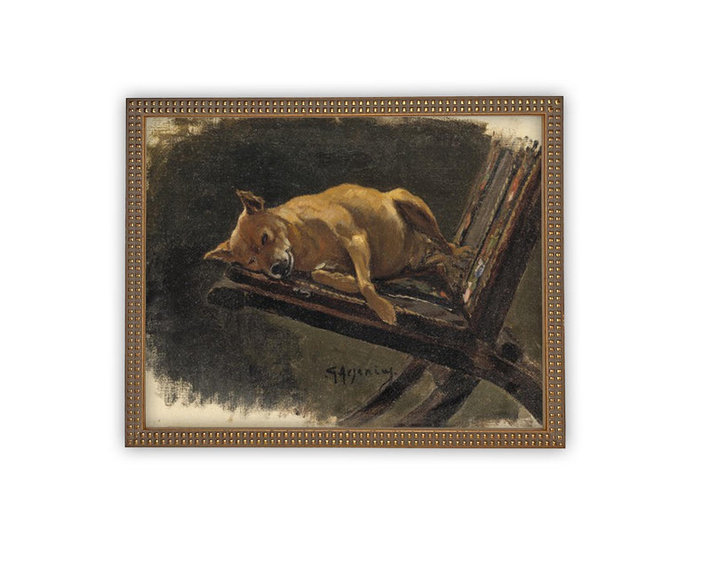 Vintage Framed Canvas Art // Framed Vintage Print // Vintage Dog Painting // Dog Art// Farmhouse print //#A-183