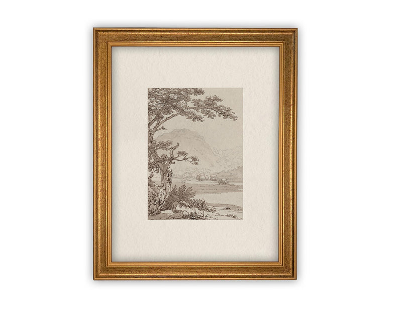 Vintage Framed Canvas Art // Framed Vintage Print // Vintage Painting // Country Landscape // Farmhouse print //#LAN-245