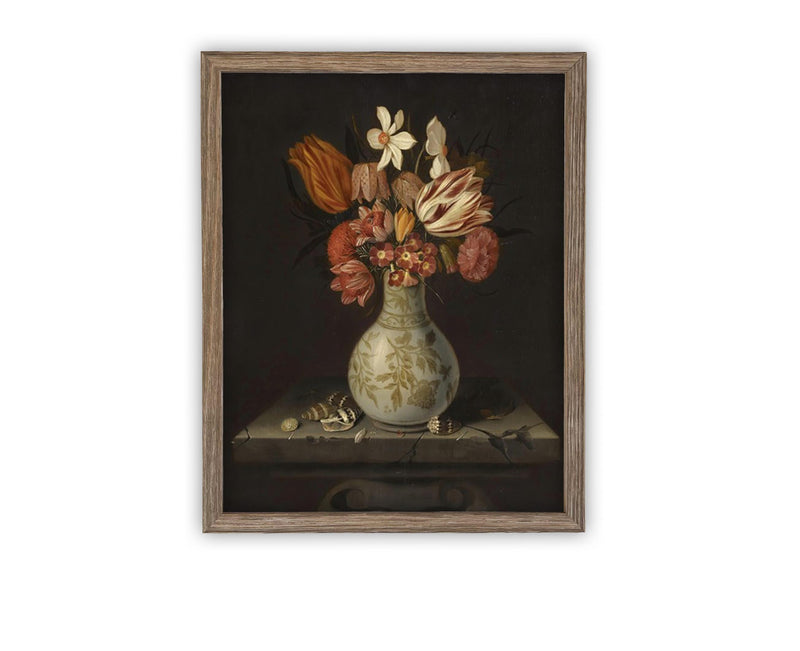 Vintage Framed Canvas Art // Framed Vintage Print // Vintage Painting // Floral Still Life Print // Botanical print //#BOT-161