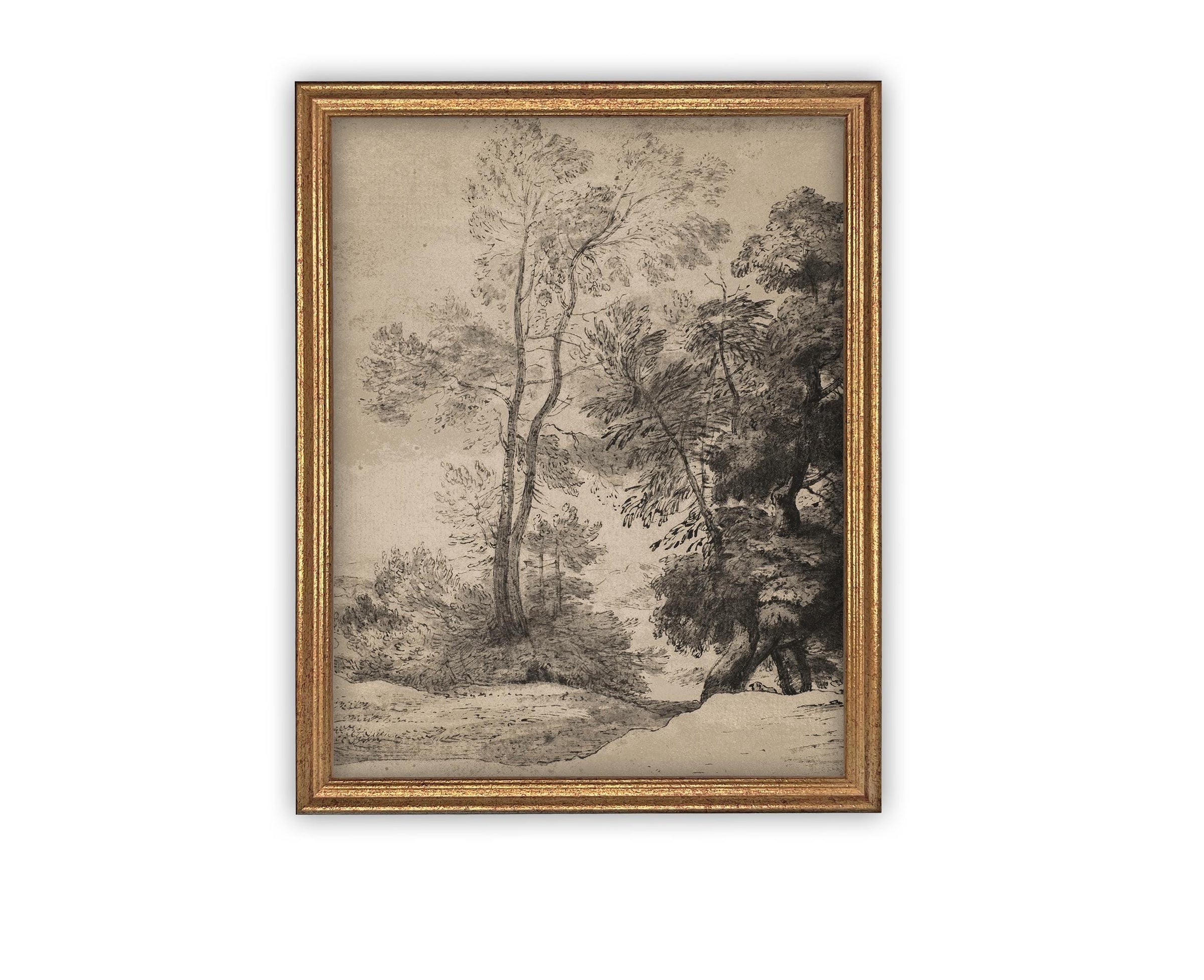 READY TO SHIP 11X14 Vintage Canvas Print: Country Landscape Art