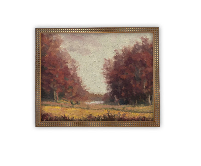 Vintage Framed Canvas Art // Framed Vintage Print // Vintage Painting // Fall Autumn Art // Farmhouse print //#LAN-253