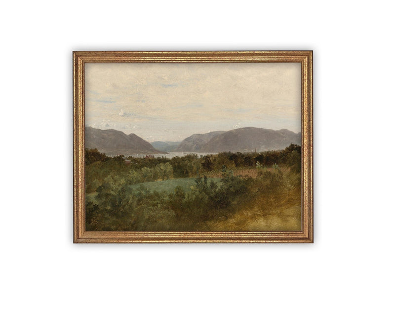 Vintage Framed Canvas Art // Framed Vintage Print // Vintage Painting // Landscape //Farmhouse print //#LAN-251