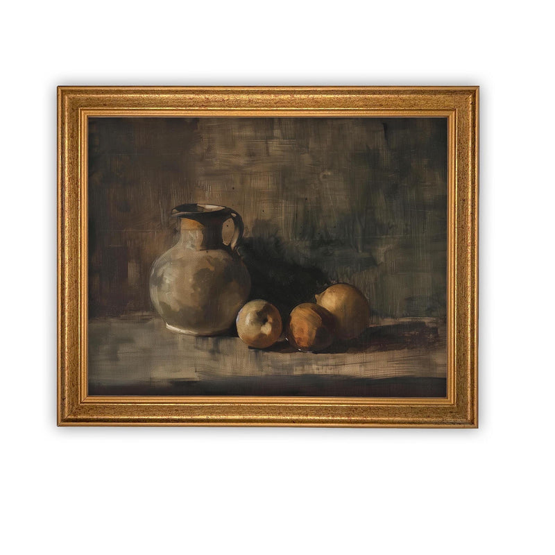 Vintage Framed Canvas Art // Framed Vintage Print // Vintage Apples Still Life Painting // Farmhouse Kitchen Print //#ST-633