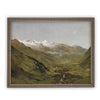 Vintage Framed Canvas Art // Framed Vintage Print // Vintage Painting // Vintage Landscape with Mountains // Farmhouse print //#LAN-258