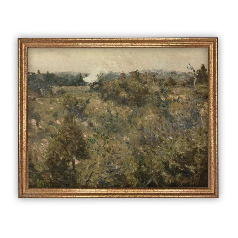 Vintage Framed Canvas Art // Framed Vintage Print // Vintage Painting // Vintage Landscape Meadow // Farmhouse print //#LAN-259