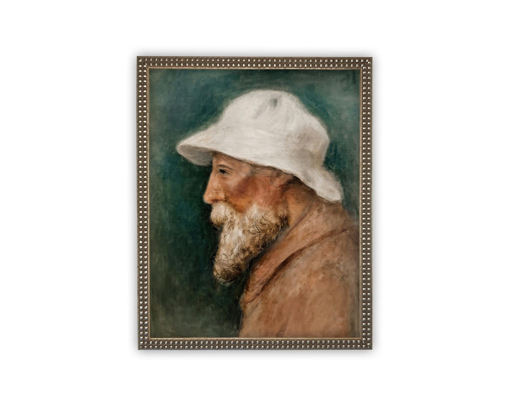 Vintage Framed Canvas Art // Framed Vintage Print // Vintage Painting // Vintage Portrait of a Man// Fisherman print //#P-553