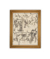 Vintage Framed Canvas Art // Framed Vintage Print // Vintage Painting // Vintage Bulls Sketch Art// Farmhouse print //#A-191