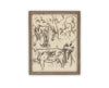 Vintage Framed Canvas Art // Framed Vintage Print // Vintage Painting // Vintage Bulls Sketch Art// Farmhouse print //#A-191