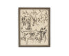 Vintage Framed Canvas Art // Framed Vintage Print // Vintage Painting // Vintage Bulls Sketch Art// Farmhouse print //#A-191