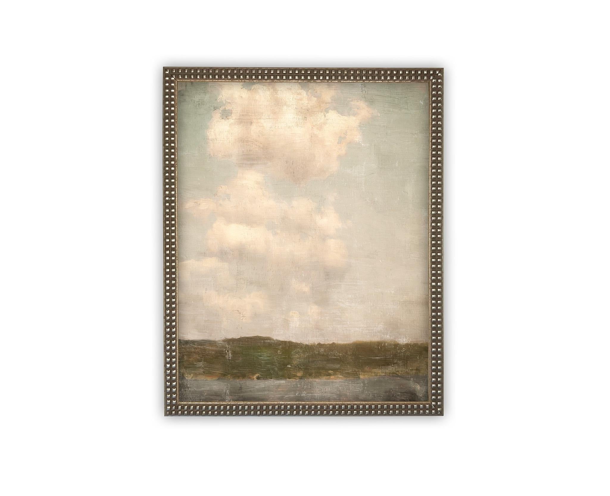 Vintage Framed Canvas Art // Framed Vintage Print // Vintage Painting // Muted Landscape Print // Farmhouse print //#LAN-266