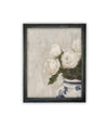 Vintage Framed Canvas Art // Framed Vintage Floral Print // Vintage White Roses Painting // Still Life Botanical Farmhouse print //#BOT-162