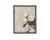Vintage Framed Canvas Art // Framed Vintage Floral Print // Vintage White Roses Painting // Still Life Botanical Farmhouse print //#BOT-162