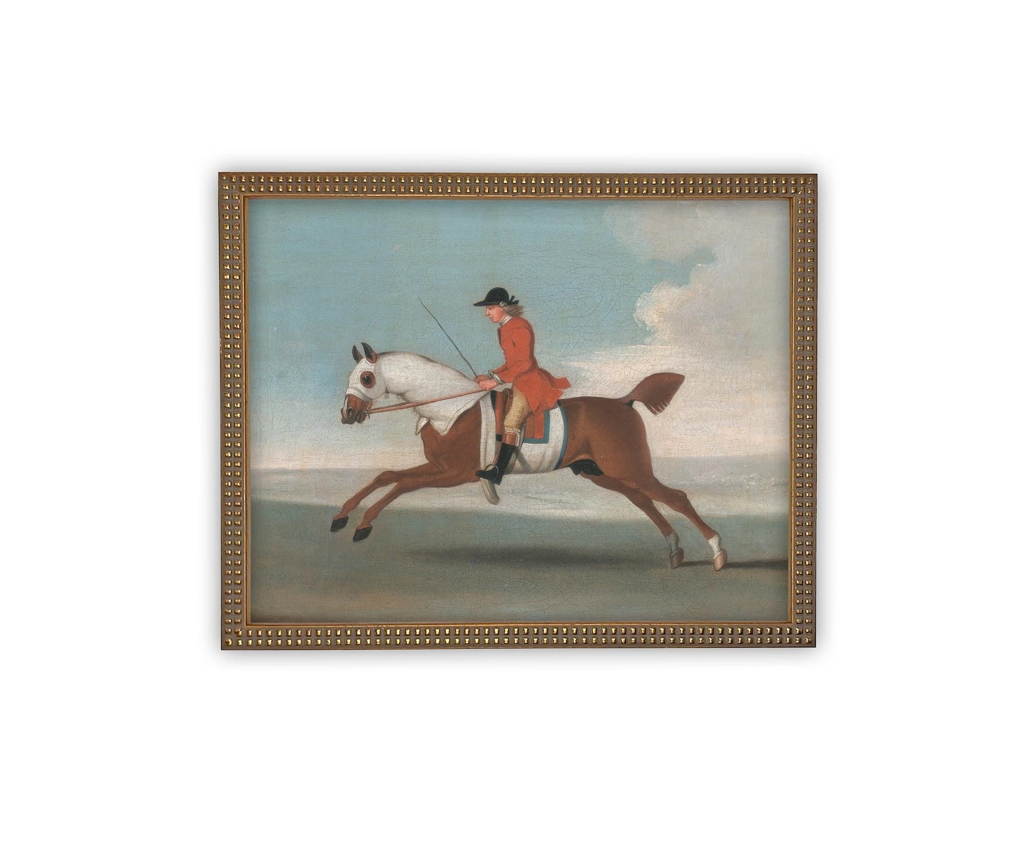 Vintage Framed Canvas Art // Framed Vintage Print // Vintage Horse Painting // Antique Equestrian Art // Farmhouse Print //#A-190