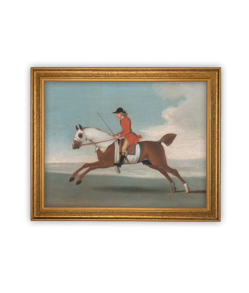 Vintage Framed Canvas Art // Framed Vintage Print // Vintage Horse Painting // Antique Equestrian Art // Farmhouse Print //#A-190