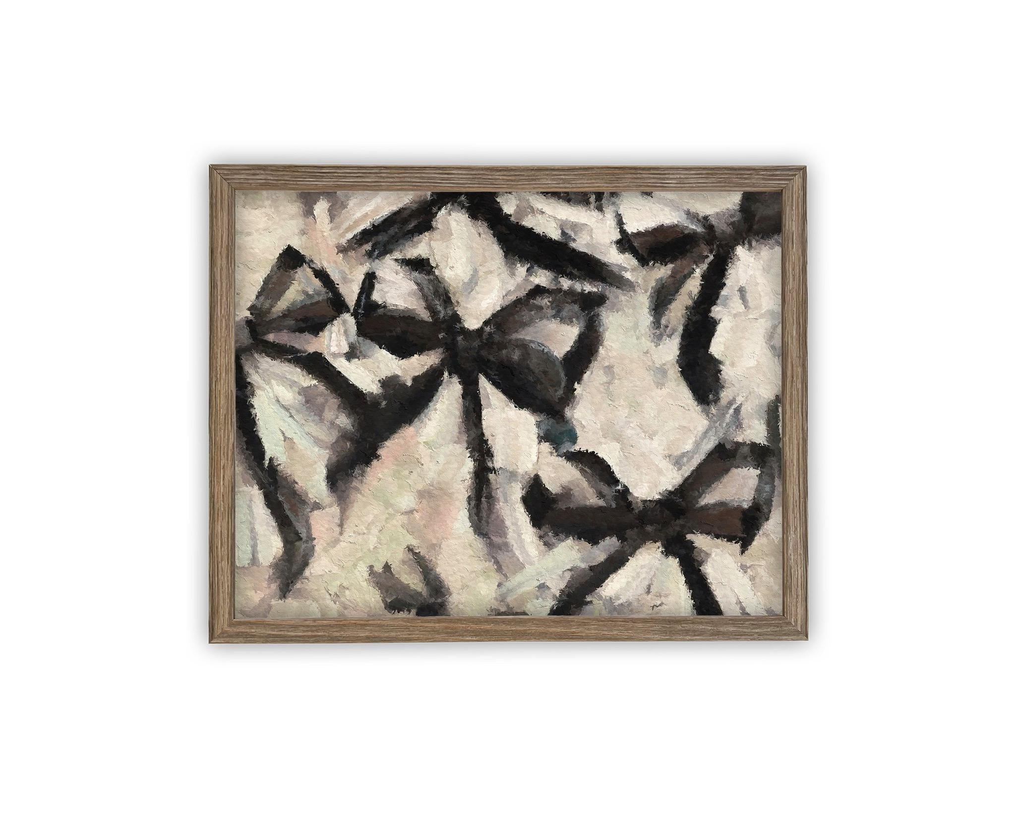 Vintage Framed Canvas Art // Framed Fashion Print // Vintage Painting // Abstract Black Bow Art // Girls Room or Nursery print //#MSC-106