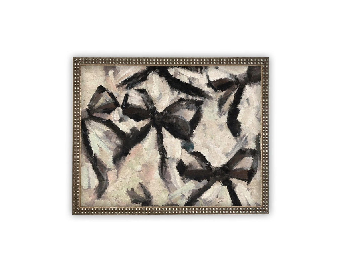 Vintage Framed Canvas Art // Framed Fashion Print // Vintage Painting // Abstract Black Bow Art // Girls Room or Nursery print //#MSC-106