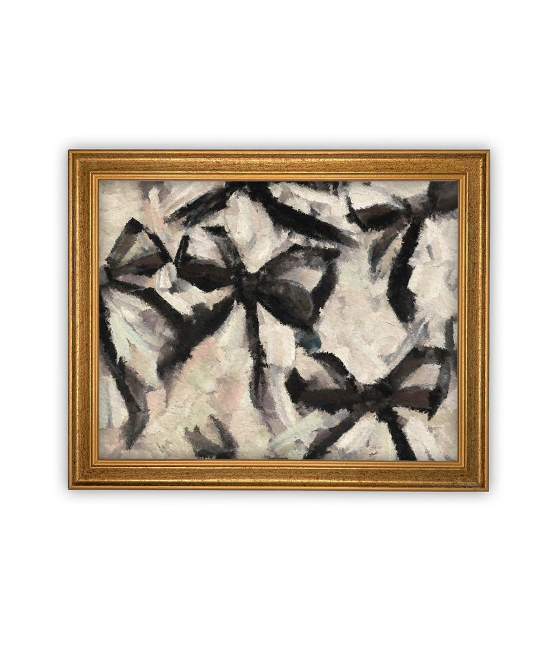 Vintage Framed Canvas Art // Framed Fashion Print // Vintage Painting // Abstract Black Bow Art // Girls Room or Nursery print //#MSC-106