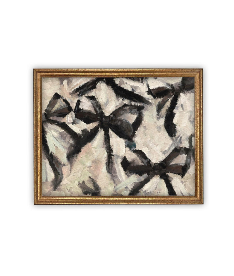 Vintage Framed Canvas Art // Framed Fashion Print // Vintage Painting // Abstract Black Bow Art // Girls Room or Nursery print //#MSC-106