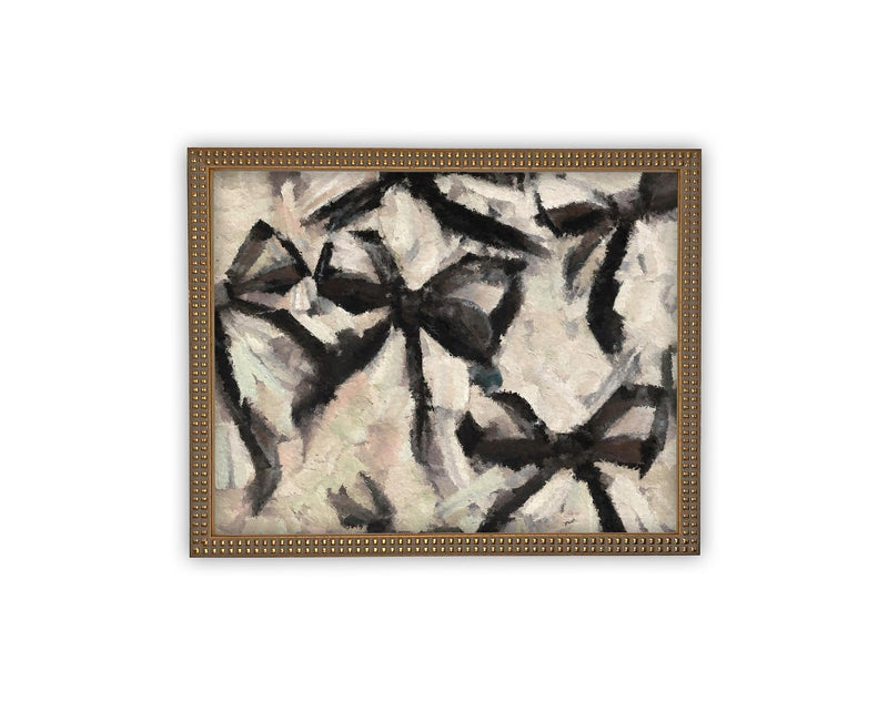 Vintage Framed Canvas Art // Framed Fashion Print // Vintage Painting // Abstract Black Bow Art // Girls Room or Nursery print //#MSC-106