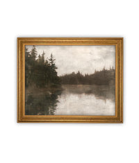 Vintage Framed Canvas Art // Framed Vintage Print // Vintage Painting // Cabin Lake House Landscape // Farmhouse print //#LAN-265
