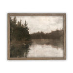 Vintage Framed Canvas Art // Framed Vintage Print // Vintage Painting // Cabin Lake House Landscape // Farmhouse print //#LAN-265