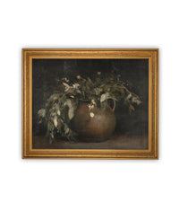 Vintage Framed Canvas Art // Framed Vintage Floral Print // Vintage Greens Painting // Still Life Botanical Farmhouse print //#BOT-164