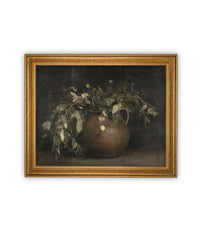 READY to SHIP 11x14 Framed Floral Canvas Print: Botanical Still Life Painting