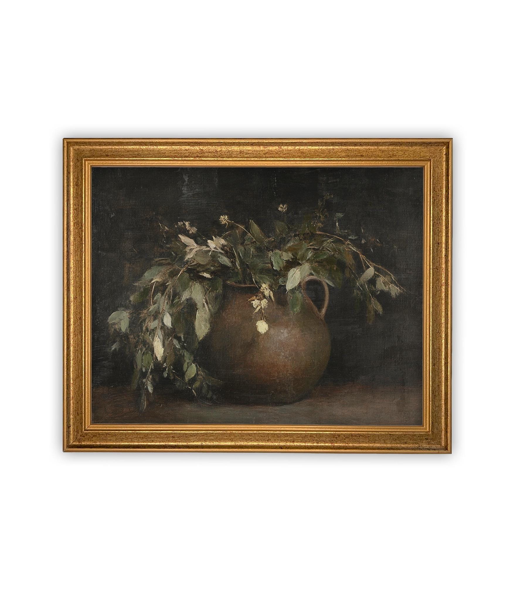 READY to SHIP 11x14 Framed Floral Canvas Print: Botanical Still Life Painting