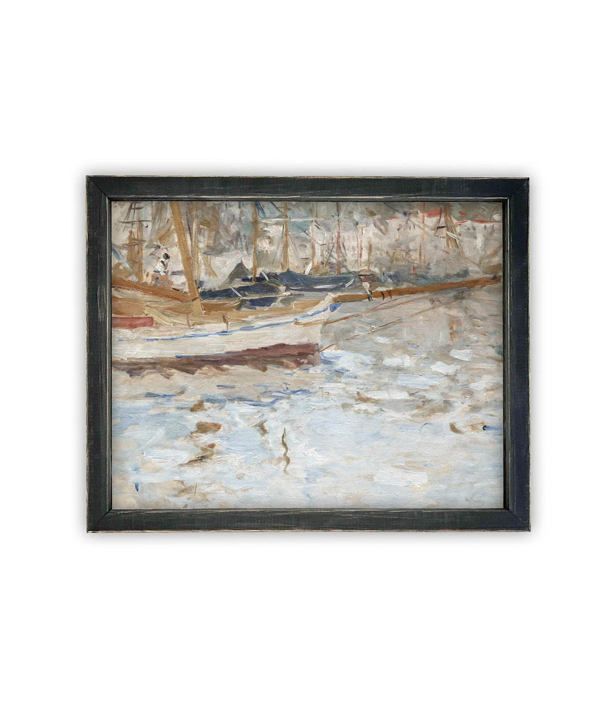Vintage Framed Canvas Art // Framed Vintage Nautical Print // Vintage Painting // Sailboat Art // Beach House print //#COAS-145