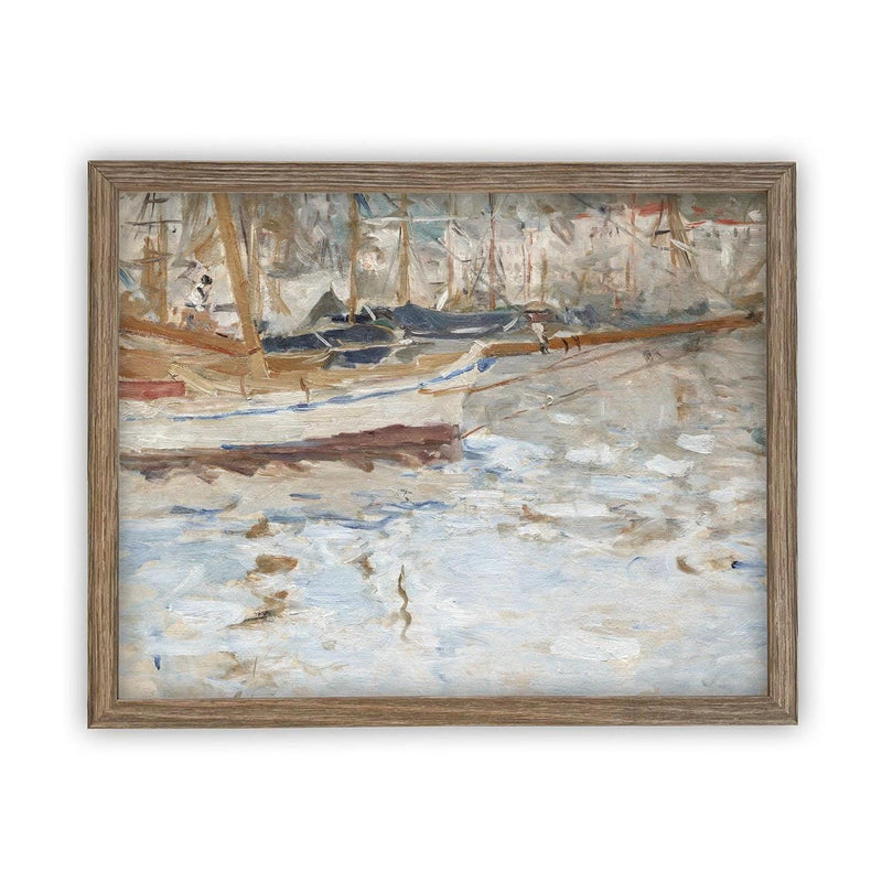 Vintage Framed Canvas Art // Framed Vintage Nautical Print // Vintage Painting // Sailboat Art // Beach House print //#COAS-145