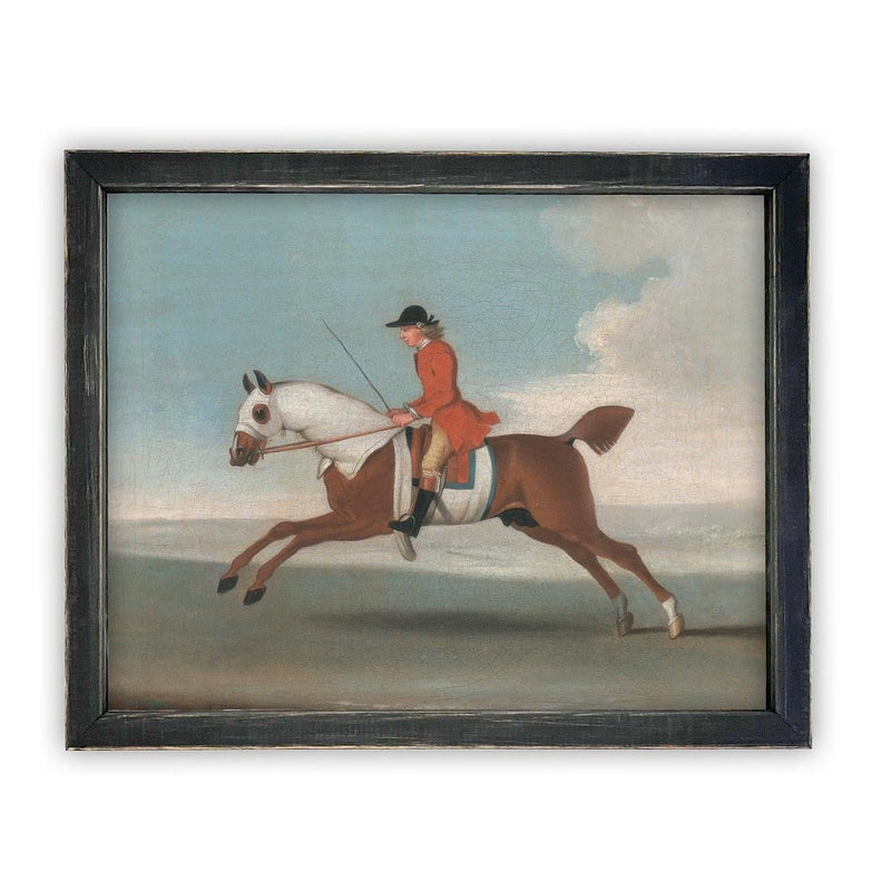 Vintage Framed Canvas Art // Framed Vintage Print // Vintage Horse Painting // Antique Equestrian Art // Farmhouse Print //#A-190